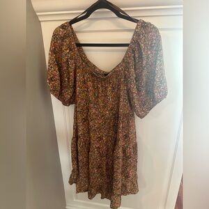 Wild Fable Brown Floral Puff Sleeve Sundress
